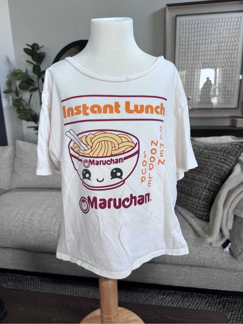 Youth XL Maruchan Instant Lunch Graphic Tee - Cream with Orange & Maroon